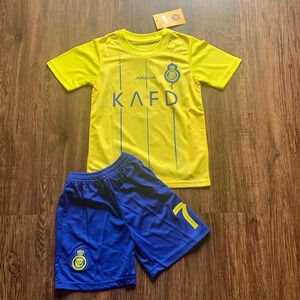 Cristano Ronaldo Al Nassr FC Soccer Jersey, Shorts Set 2023/24 Kids XXL NWT
